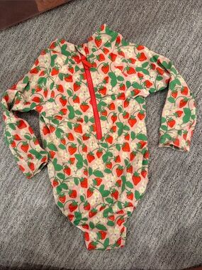Baby Boden  Strawberry Zip Rash guard Swimsuit